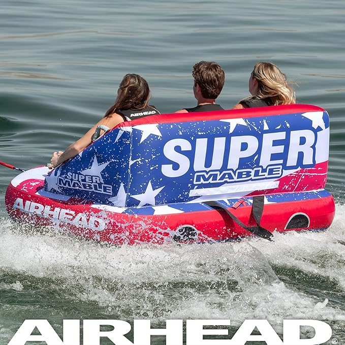 Airhead Mable Inflatable Towable Tube, 1-4 Rider Models, Dual Tow Points, Full Nylon Cover, EVA Foam Pads, Patented Speed Valve, Boat Tubes and Towables