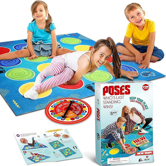 Classic Twist Poses Floor Game, FunKidz Giant Mat Party Games for Kids Adults Bigger Size Family Indoor and Outdoor Activity for Boys Girls Gift