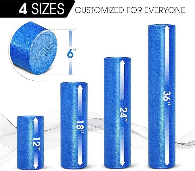 Yes4All High Density Foam Roller for Back, Variety of Sizes & Colors for Yoga, Pilates - Blue - 24 Inches