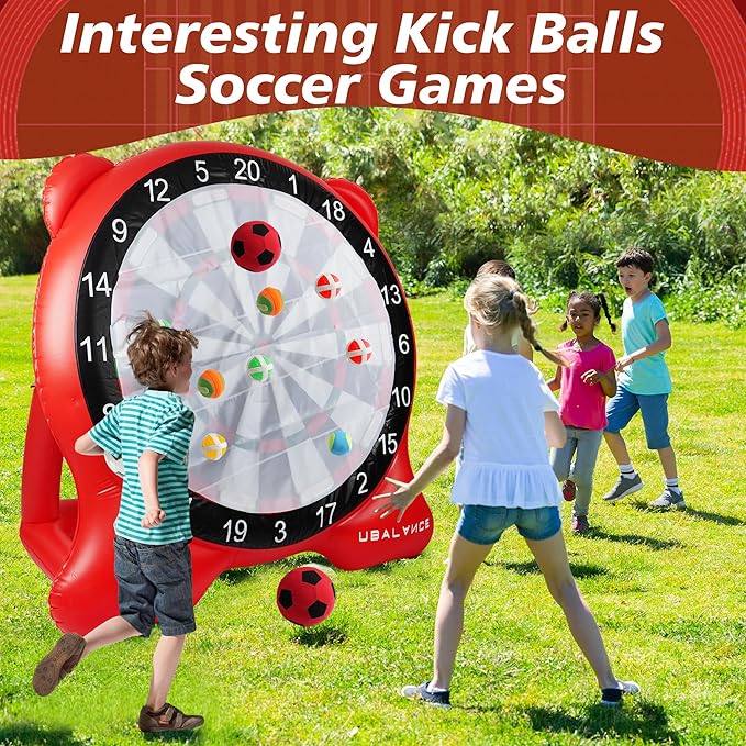 UBALANCE Giant Inflatable Dart Board for Adults, 6ft Outdoor Yard Games with 26 Sticky Balls, Soccer Tennis Golf Fun, Carnival Backyard Party & Lawn Sports