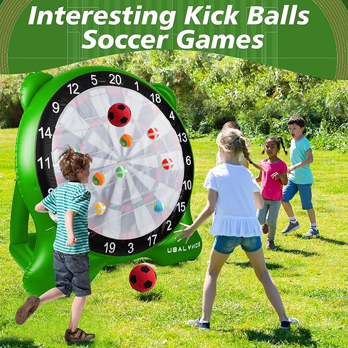 UBALANCE Giant Inflatable Dart Board for Adults, 6ft Outdoor Yard Games with 26 Sticky Balls, Soccer Tennis Golf Fun, Carnival Backyard Party & Lawn Sports