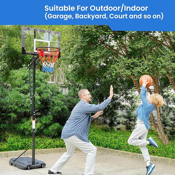 Kids Basketball Hoop Easy Adjustable 4.0-8.5 FT, Portable Basketball Goal System for Kids/Teens/Youth, 33" Shatterproof Backboard, Outdoor & Indoor Use