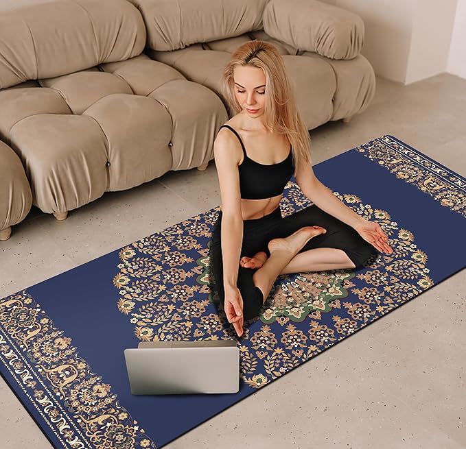 nuveti TPE Large Yoga Mat Non-Slip Exercise Fitness Mat with Carry Bag Extra Wide Yoga Mats for Women 72"x32" Extra Thick 6mm for Home, Pilates and Floor Exercises Workout Mats
