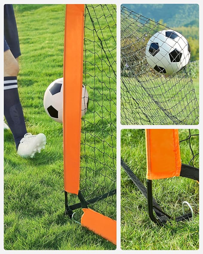 SONGMICS Kids Soccer Goals for Backyard, 4x3 ft Portable Soccer Nets Training Equipment, Toddler Soccer Goal with Carrying Bag, for Field