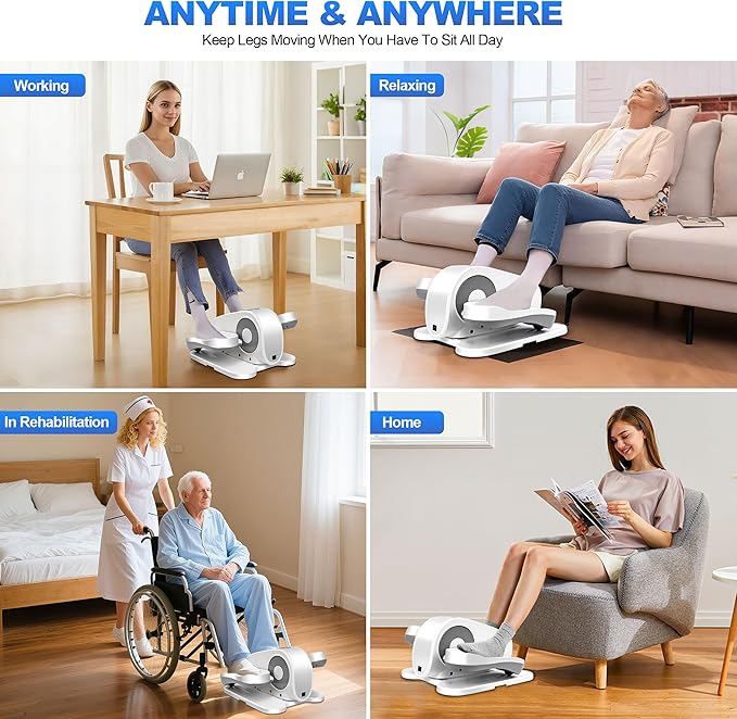 Under Desk Elliptical Machine-Elliptical Machine for Seniors,Portable Silent Electric Home Leg Exerciser with Remote Control,12 Speeds & Mute Function,Manual & Auto Mode