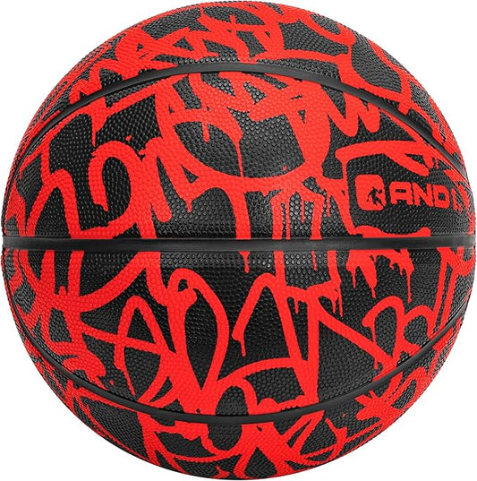 AND1 Fantom Graffiti Rubber Basketball: Official Regulation Size 7 (29.5 inches) - Deep Channel Construction Streetball, Made for Indoor Outdoor Basketball Games