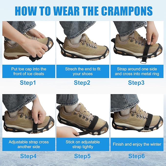 Spikeless Ice Cleats Snow Traction Crampons Anti-Slip Ice Grippers for Shoes and Boots Indoor Slip-On Ice Traction Devices Aids Rubber Footwear for Indoor/Outdoor