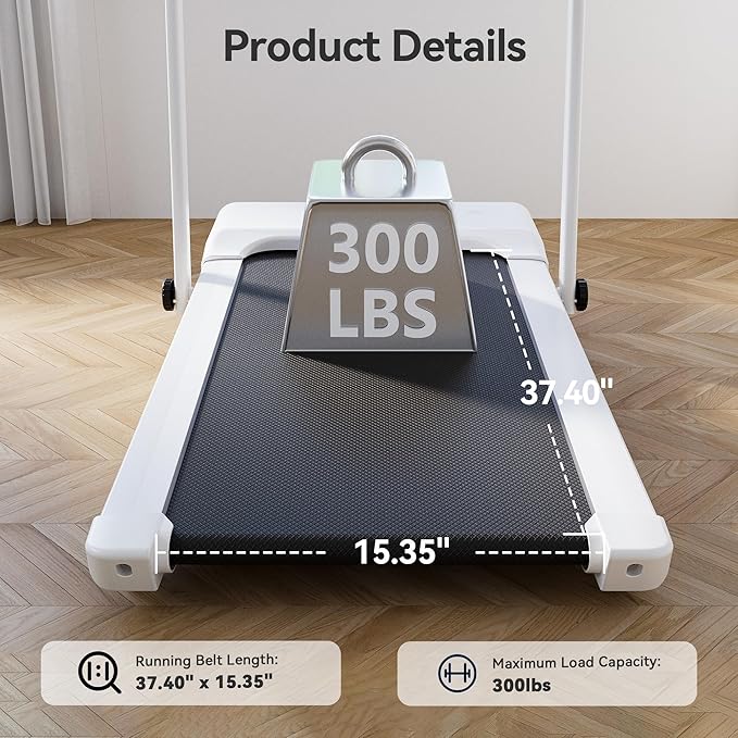 Walking Pad Treadmill with Handle Bar 3-in-1 Foldable Treadmills for Small Space 300 LBS Capacity, 3.0HP Portable Under Desk Treadmill for Home Office with LED Display Remote APP Control