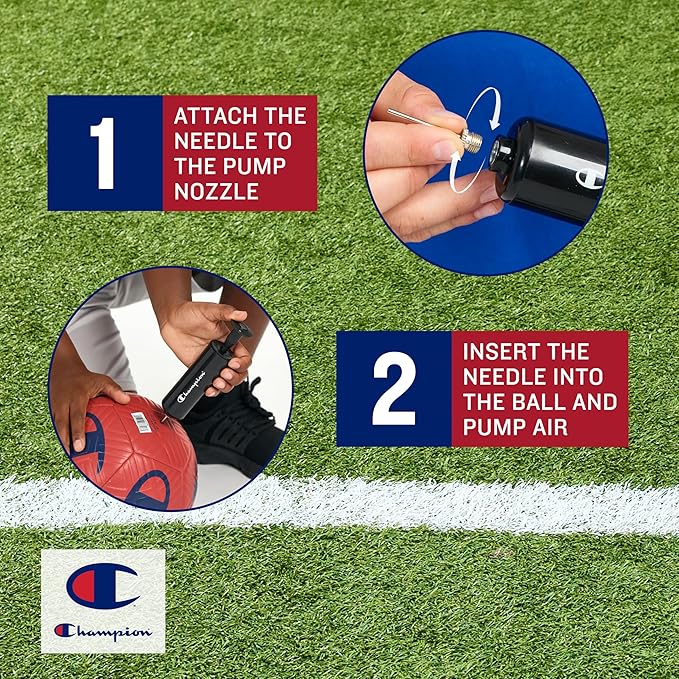 Champion Youth & Adult Soccer Ball - Paneled Design, Enhanced Control, Durable Cover & Butyl Bladder, for Indoor & Outdoor Training, Sizes 3, 4, 5, Includes 6" Pump