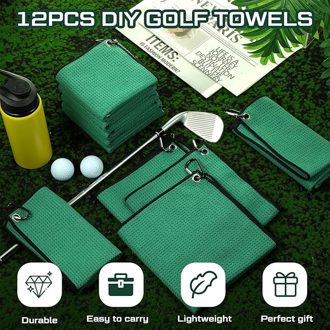 Batiyeer Golf Towels Bulk for Bags 16'' x 16'' Microfiber Waffle Pattern Golf Towel with Clipfor Mini Tournament, Club, Yoga, Fitness