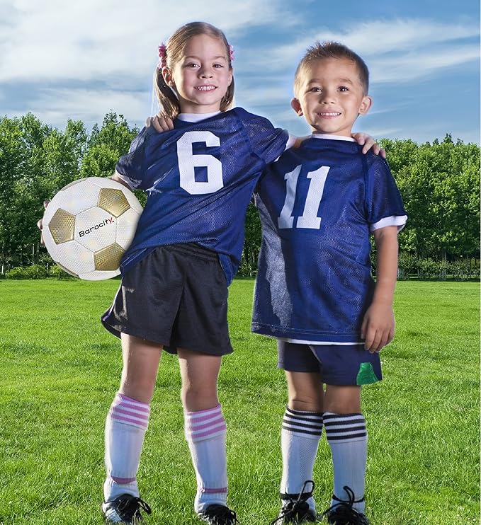 Soccer Ball - Premium Boy and Girl Official Match Ball with Cool Reflective Iridescent Rainbow Hex Pattern, Durable, Indoor, Outdoor, Training, Practice, Playtime and Games