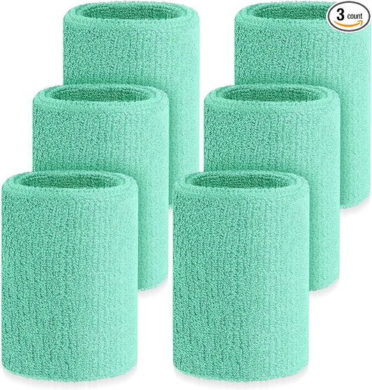Wettarn 6 Pcs 4 Inch Wrist Sweatbands Tennis & Gymnastics Wristbands for Grips & Sport Cotton Elastic Thick Wrist Bands for Tennis & Football