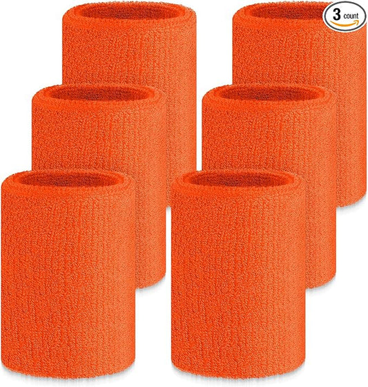 Wettarn 6 Pcs 4 Inch Wrist Sweatbands Tennis & Gymnastics Wristbands for Grips & Sport Cotton Elastic Thick Wrist Bands for Tennis & Football