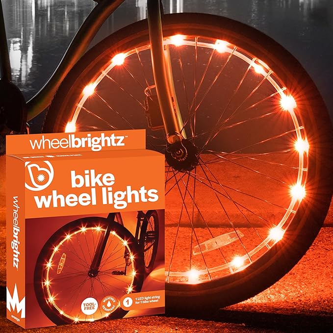Brightz WheelBrightz LED Bike Wheel Lights - 2025 Edition with Superior Straps & LED-Weatherproof Shield! 14 Colors - Unmatched Durability, Visibility & 48+ Hours of Dazzling Illumination