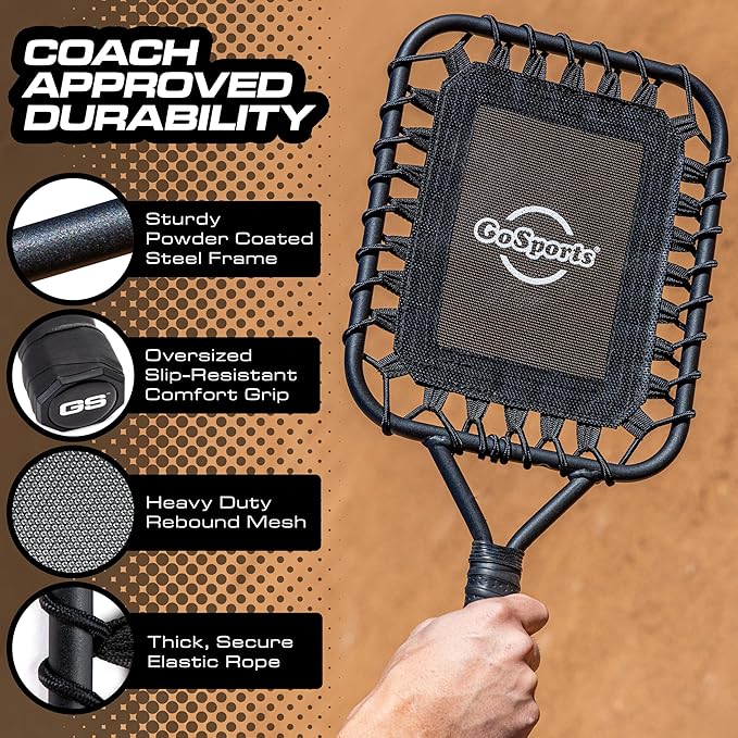 GoSports Fungo Baseball Racket for Fly Balls, Grounders, and Line Drives - Baseball and Softball Training Equipment for Coaches and Parents