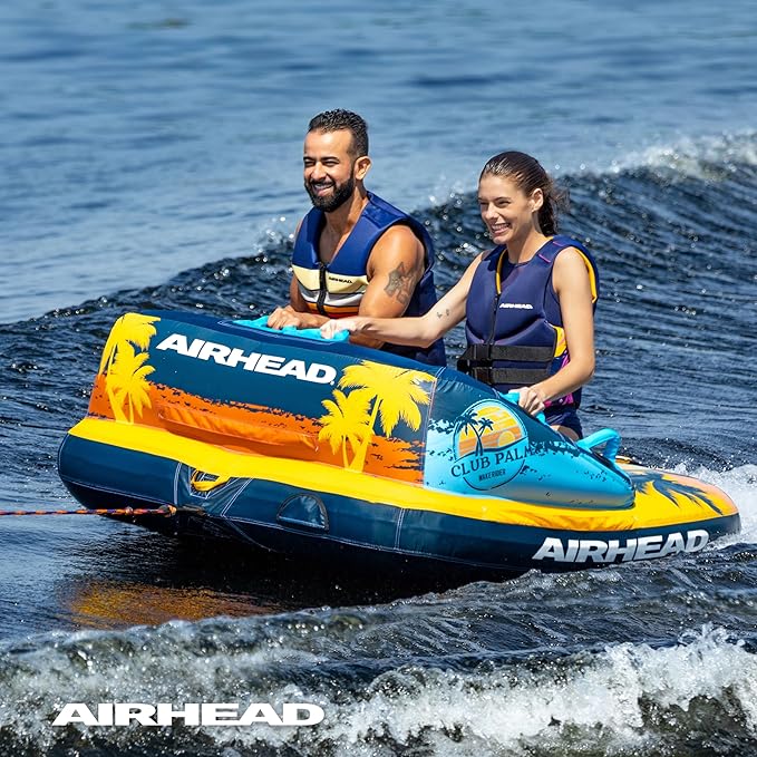 Airhead Mable Inflatable Towable Tube, 1-4 Rider Models, Dual Tow Points, Full Nylon Cover, EVA Foam Pads, Patented Speed Valve, Boat Tubes and Towables