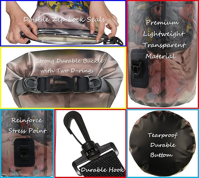 Freegrace Waterproof Dry Bag - Lightweight Dry Sack with Seals and Waterproof Case - Float on Water - Keeps Gear Dry for Kayaking, Beach, Rafting, Boating, Hiking, Camping and Fishing