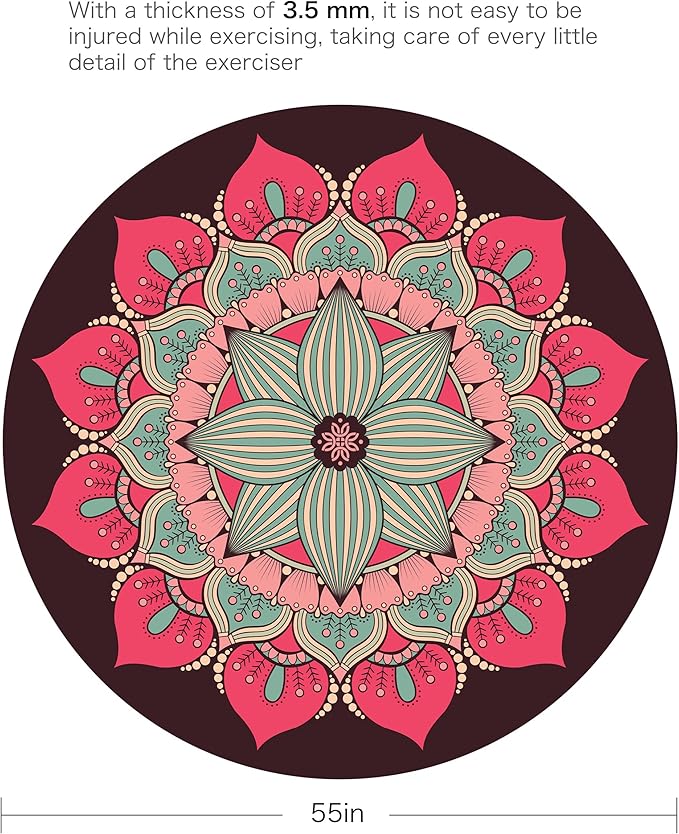 Pilates Mat Round Oversize Yoga Mat Suede Rubber Non-Slip Dia 140cm Exercise Mat Meditation Mat Workout Mat for Home Outdoor