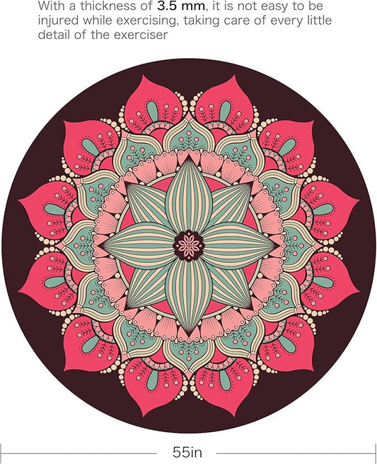 Pilates Mat Round Oversize Yoga Mat Suede Rubber Non-Slip Dia 140cm Exercise Mat Meditation Mat Workout Mat for Home Outdoor