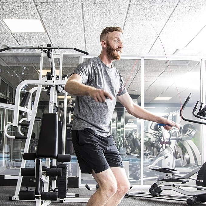 Bear KompleX - Speed Jump Rope - Adjustable Cross Training Boxing Fitness, Tangle-Free Skipping Rope Steel Cable 360° Swivel Bearings, Lightweight Aluminum Handles - Professional Size, Black Ice Color