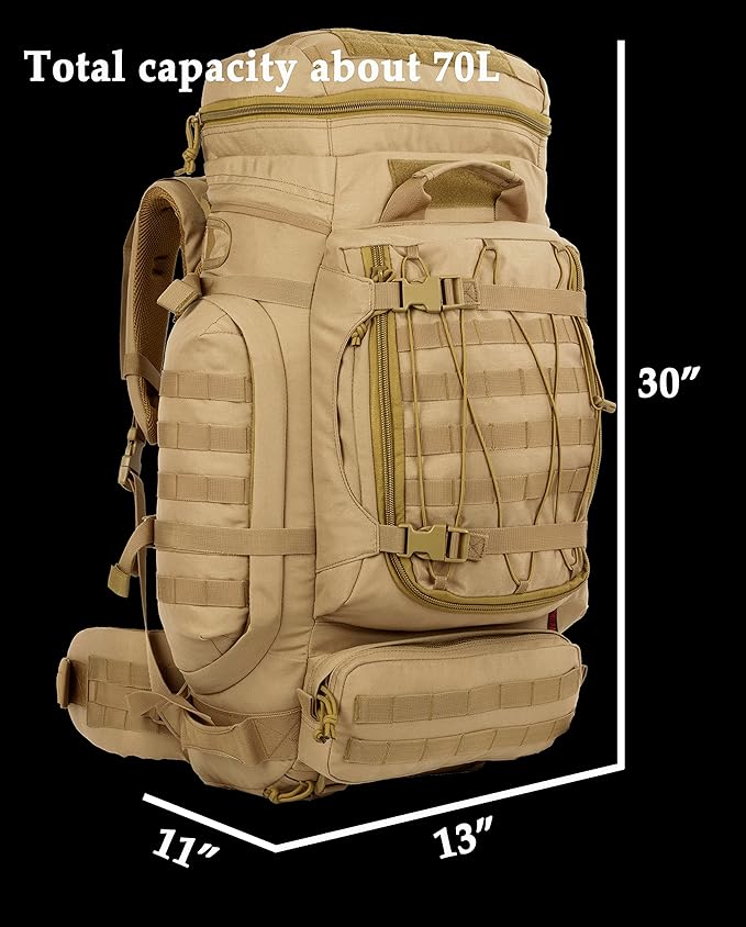 Large Military Backpack Army Rucksack Tactical MOLLE Pack for Camping Backpacking Hunting Bushcraft Adventure 70L…