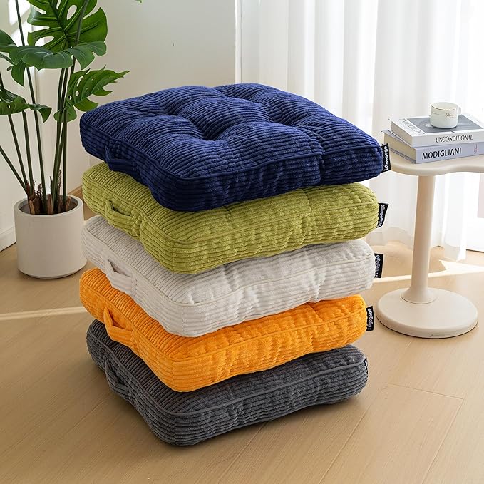 Washable Floor Pillow Cushion for Adults, Meditation Cushion Pillow, Large Square Floor Sitting, Removable Tufted Corduroy Cover, for Tatami Living Room or Yoga, 22x22 Inch, 2Pack, Machine Washable