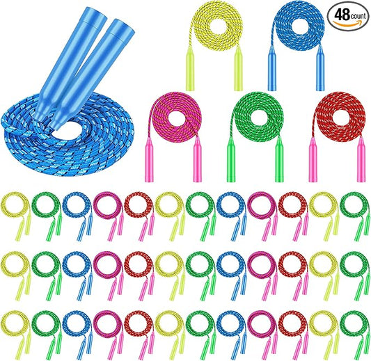 Aneco Colorful Jump Rope Bulk Exercise Equipment 7.2 Feet Nylon Jump Rope Colored Rope for Outdoor Fun Exercise Fitness Activity Party Favors
