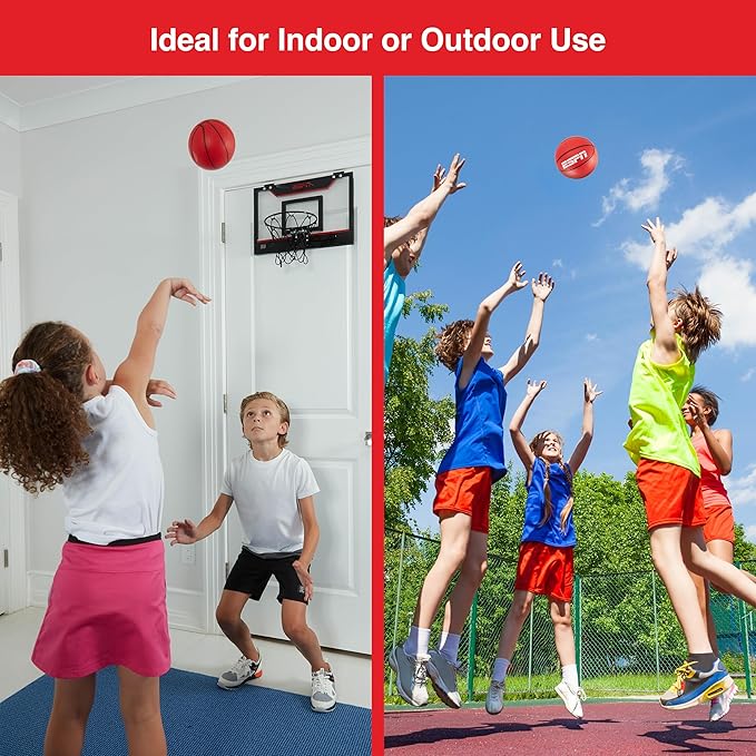 ESPN 5' Mini Basketball Set - 4 Pack (2 White, 2 Red) with Pump - Ideal for Family Games & Skill Practice