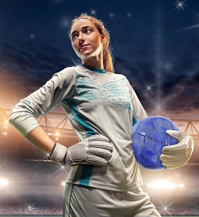 Soccer Ball - Premium Boy and Girl Official Match Ball with Cool Reflective Iridescent Rainbow Hex Pattern, Durable, Indoor, Outdoor, Training, Practice, Playtime and Games