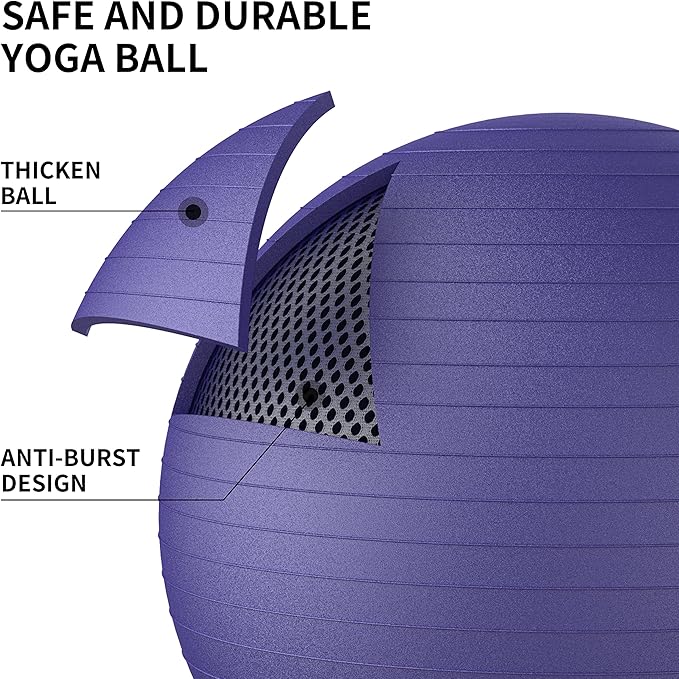 FITMIND_ Extra Thick Exercise Ball Yoga Ball 22in/26in/30in for Workout Pregnancy Stability,Anti-Burst and Slip Resistant Swiss Ball with Pump for Yoga, Pilates, Fitness,Birthing,Physical Therapy