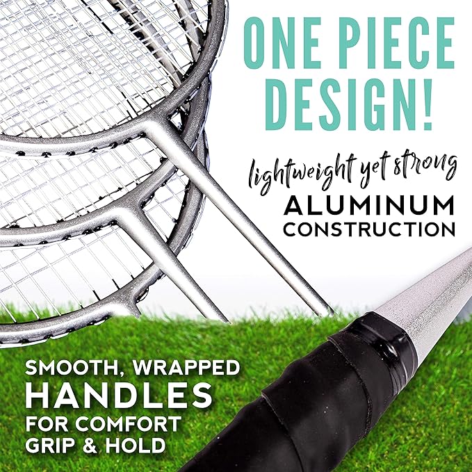 Franklin Sports Badminton Racket + Birdie Set - Replacement Badminton Equipment for Kids + Adults - 2 Player - 4 Player Badminton Racket Sets