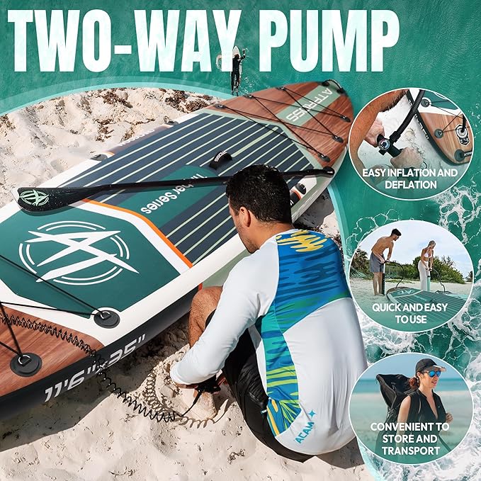 11'6"x35" Inflatable Paddle Board, 450lbs Extra Wide Stand Up Paddleboard for Adults with Premium SUP Accessories Kit & Backpack, Blow Up Kayak Non-Slip Stable Deck Boat for Yoga Fishing Surf