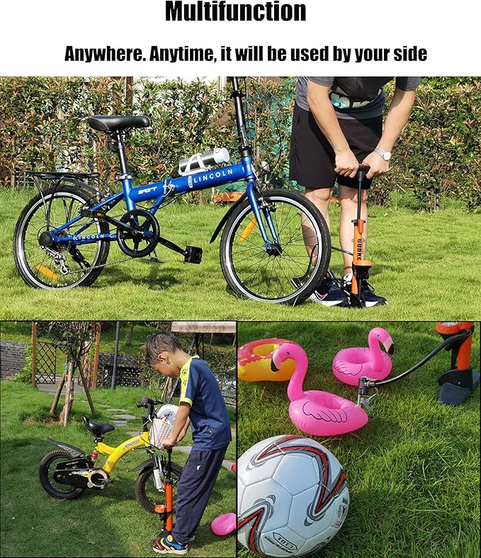 GOBKO Bike Pump with Gauge,Bicycle Floor Pump for Presta and Schrader Valves Bike Tire Pumps Inflator High Pressure 160PSI & 11BAR Portable Air Pump for Road Bike Car MTB Sports Balls