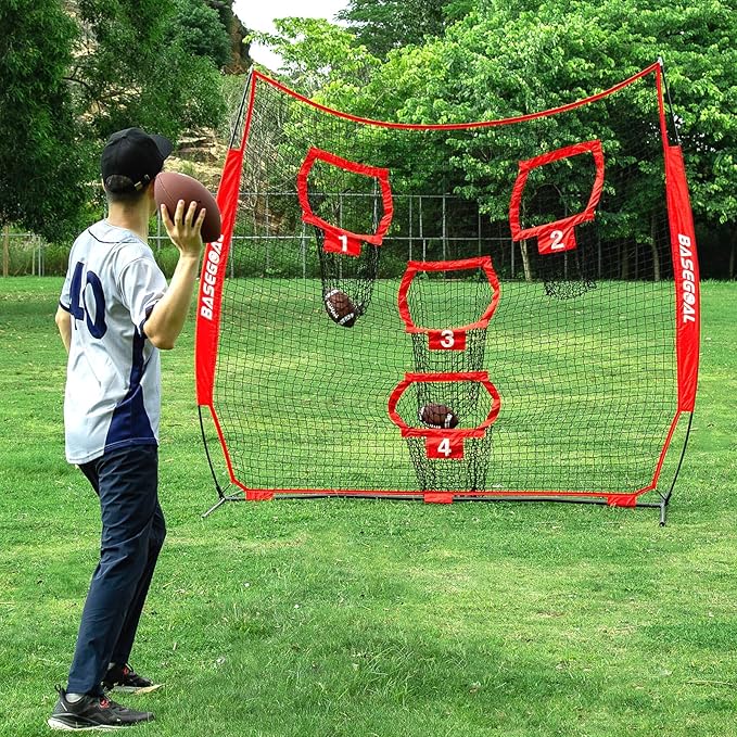 8ft Football Nets with 4 Target Pockets for Improving Accuracy Throwing