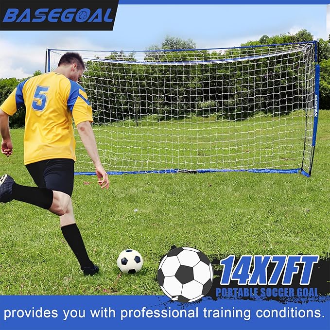 Soccer Goal,Soccer Net,Soccer Goals for Backyard,with Bow Frame,Collapsible Metal Base and Agility Ladder