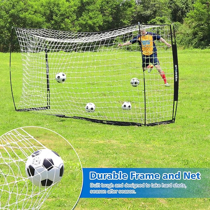 Storgem Soccer Goal,Soccer Net,Soccer Goals for Backyard,with Bow Frame,Collapsible Metal Base and 15 Training Cones