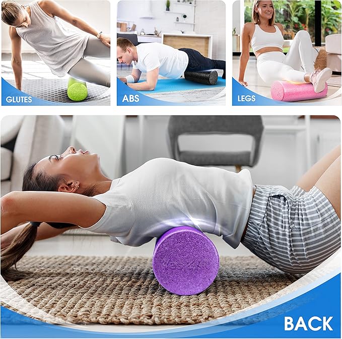 Yes4All High Density Foam Roller for Back, Variety of Sizes & Colors for Yoga, Pilates - Blue - 24 Inches