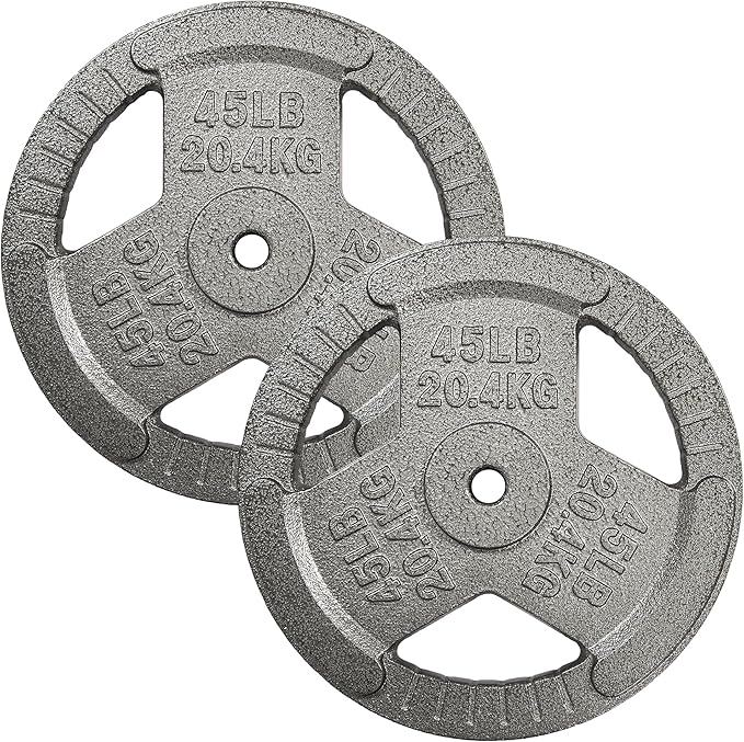 Cast Iron Gym Weight Plates | 1" and 2" Olympic Bumper Plates for Weightlifting, CrossFit, Deadlift, and Squat