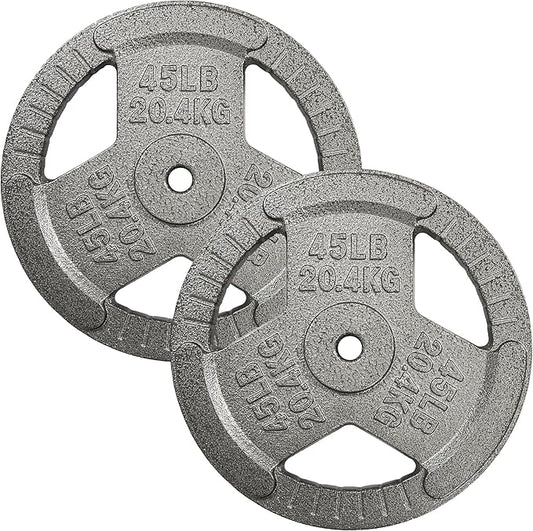 Cast Iron Gym Weight Plates | 1" and 2" Olympic Bumper Plates for Weightlifting, CrossFit, Deadlift, and Squat