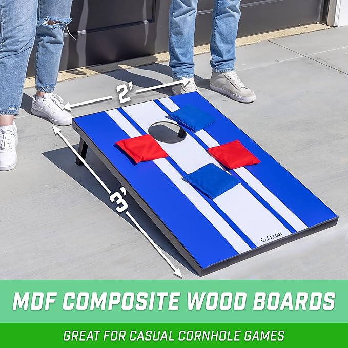 GoSports Portable Cornhole Sets, 8 Styles – Choose 4 x 2 ft or 3 x 2 ft - Boards Include 8 Bean Bags, Travel Case, and Game Rules