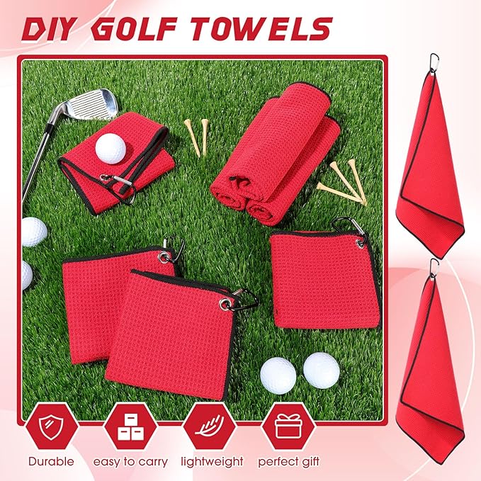 Batiyeer Golf Towels Bulk for Bags 16'' x 16'' Microfiber Waffle Pattern Golf Towel with Clipfor Mini Tournament, Club, Yoga, Fitness