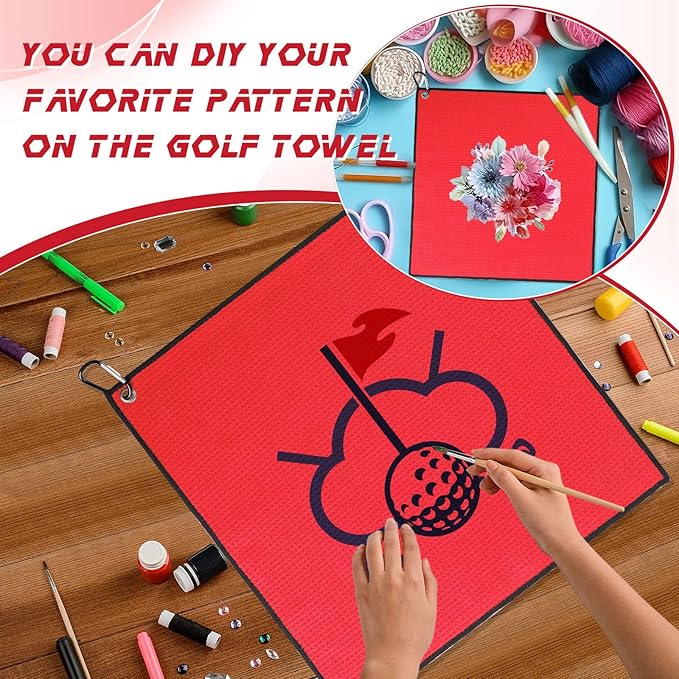 Batiyeer Golf Towels Bulk for Bags 16'' x 16'' Microfiber Waffle Pattern Golf Towel with Clipfor Mini Tournament, Club, Yoga, Fitness