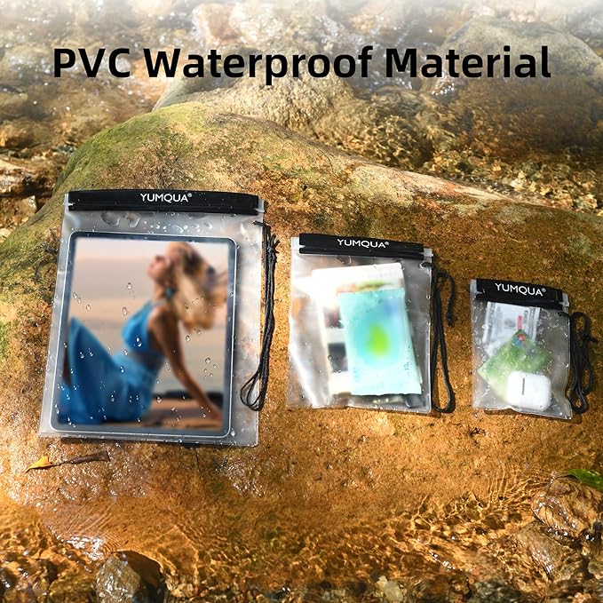Clear Waterproof Bags, Water Tight Cases Pouch Dry Bags for Camera Mobile Phone Maps Pouch Kayak Military Boating Document Holder