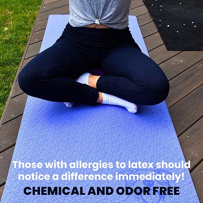 Koa Yoga Mat Essential TPE, Latex-free, Eco-friendly, Non-toxic, Non-slip, thick mat 6' x 2' x 8mm and a Donation to Charity