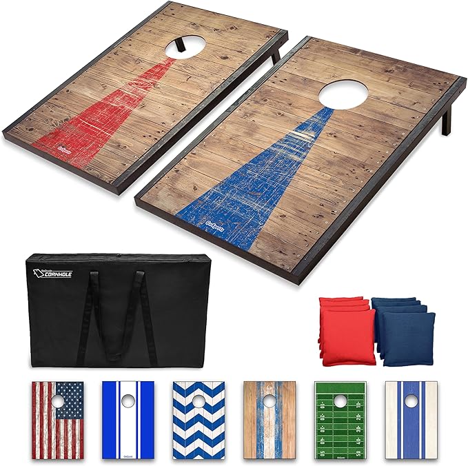 GoSports Portable Cornhole Sets, 8 Styles – Choose 4 x 2 ft or 3 x 2 ft - Boards Include 8 Bean Bags, Travel Case, and Game Rules
