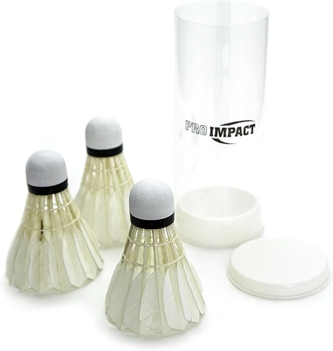 Pro Impact Badminton Racket Set - Lightweight Aluminum Head Rackets with Steel Shaft, Feather Shuttlecocks, Durable Carrying Case - Perfect for Outdoor Games, Adults, Kids, and Family Fun