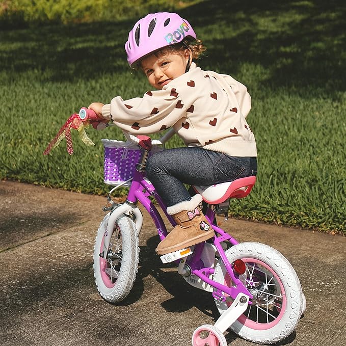 RoyalBaby Stargirl Kids Bike 14 Inch Girls Bicycle for Children with Training Wheels & Basket, Purple