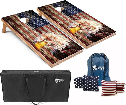 Tailgating Pros Cornhole Board Set w/Bean Bags and Carrying Case - 4'x2' Corn Hole Toss - Tournament and Lightweight Options - Optional LED Lights