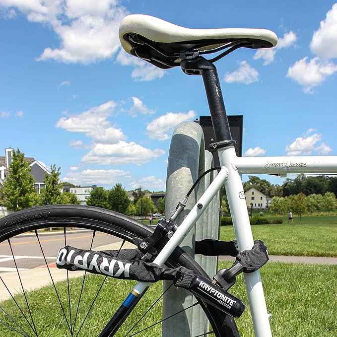 Kryptonite Keeper 785 Bike Chain Lock, 2.8 Feet Long Heavy Duty Anti-Theft Bicycle Chain Lock with Keys for Bike, Motorcycle, Scooter, Bicycle, Door, Gate, Fence,Gray