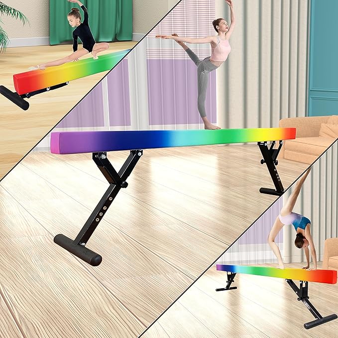Adjustable Balance Beam Gymnastics Beam 8 FT Adjustable Height Beams for Kids, High and Low Floor Beams,Gymnastics Equipment for Kids Adults Training at Home and Gym Center